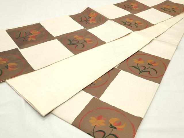 平和屋着物◎六通柄袋帯 紹巴 古今絵巻 正絹 逸品 DABK8698cm