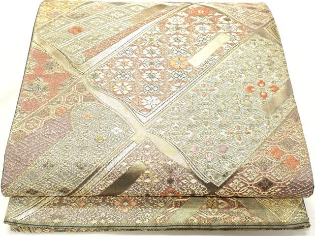 平和屋着物◎六通柄袋帯 唐織 冊子花文 金糸 引箔 正絹 逸品 DABK8700cm