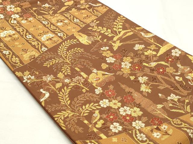 平和屋着物◎六通柄袋帯 唐織 人物風景花鳥文 金糸 正絹 逸品 DABK8705cm