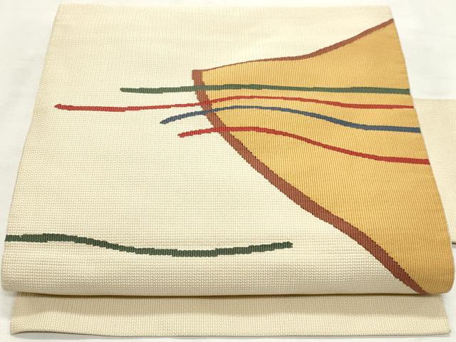 平和屋着物◎八寸名古屋帯 抽象文様 正絹 逸品 DABK8709cm