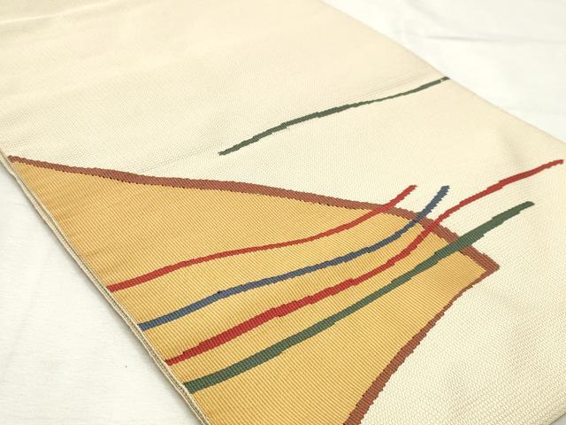 平和屋着物◎八寸名古屋帯 抽象文様 正絹 逸品 DABK8709cm