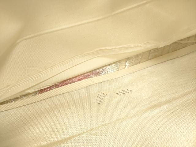 平和屋着物◎六通柄袋帯 立流蝶舞文 銀糸 正絹 逸品 DABK8742cm