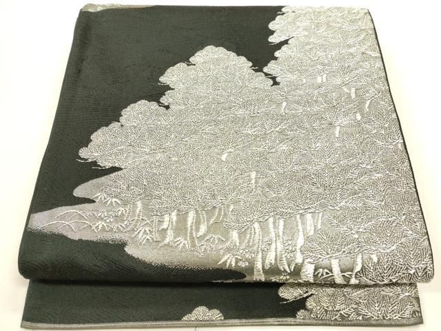 平和屋着物◎六通柄袋帯 松林蒔絵文様 正絹 逸品 DABK8751cm