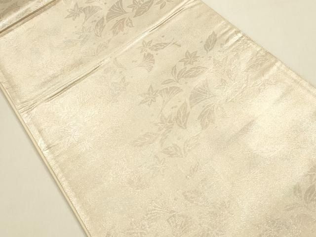 平和屋着物◎全通柄袋帯 舞葉文 銀糸 正絹 逸品 DABK8753cm