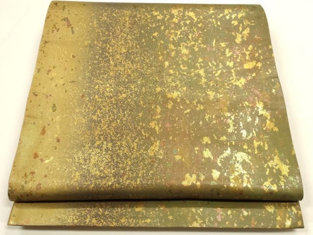 平和屋着物◎六通柄袋帯 霞文 金糸 引箔 正絹 逸品 DABK8771cm
