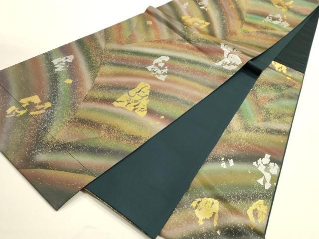 平和屋着物◎西陣 六通柄袋帯 箔散らし 金銀彩 正絹 逸品 未使用 DABK8772cm