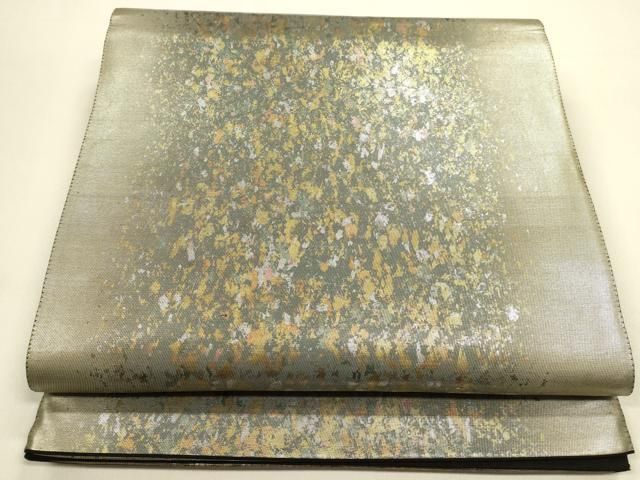 平和屋着物◎六通柄袋帯 箔散らし 金銀彩 引箔 正絹 逸品 DABK8773cm