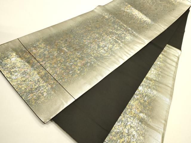 平和屋着物◎六通柄袋帯 箔散らし 金銀彩 引箔 正絹 逸品 DABK8773cm