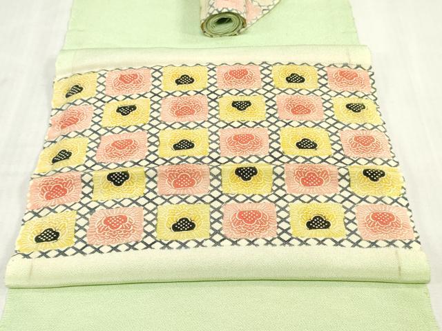 平和屋着物▼名古屋帯 帯反物 花尽くし文 鬼しぼ縮緬 逸品 DABK9040zy