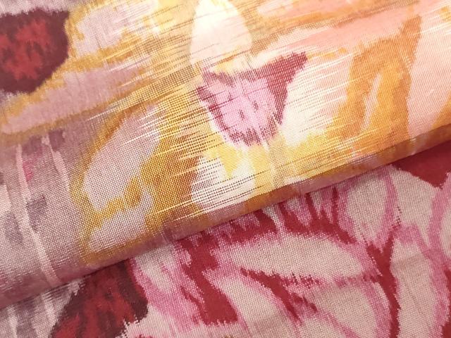 平和屋着物●アンティーク 大正ロマン 小紋 反物 着尺 銘仙 草花文 綿 逸品 未使用 DABK9098zy