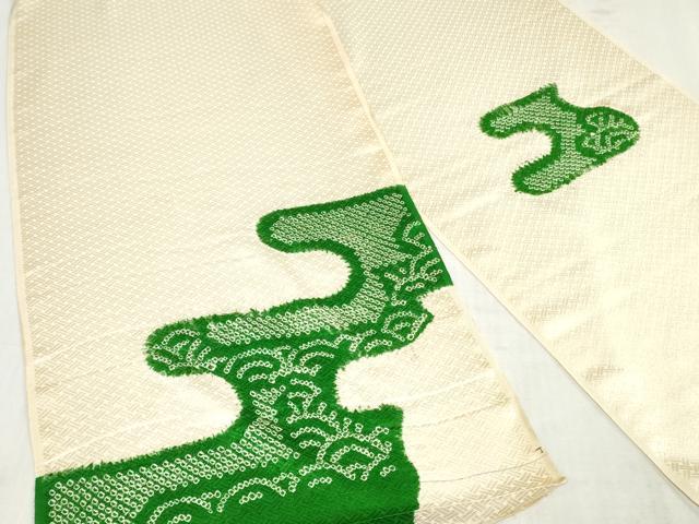 平和屋着物▼付下げ 反物 着尺 総絞り エ霞青海波文 逸品 未使用 DABK9166zy