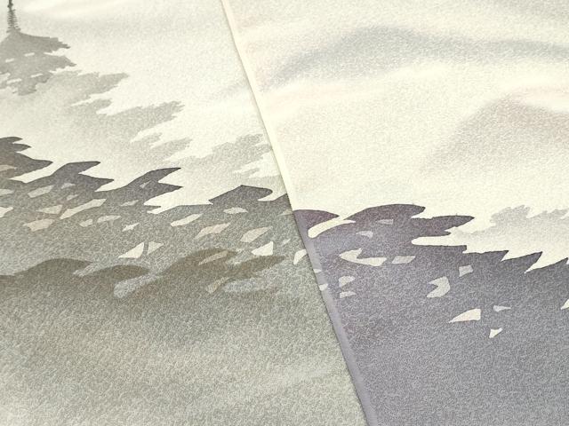 平和屋着物▼付下げ 反物 着尺 風景シルエット 暈し染め 逸品 未使用 DABK9167zy