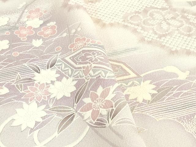 平和屋着物▼付下げ 反物 着尺 貝桶花文 暈し染め 逸品 未使用 DABK9169zy