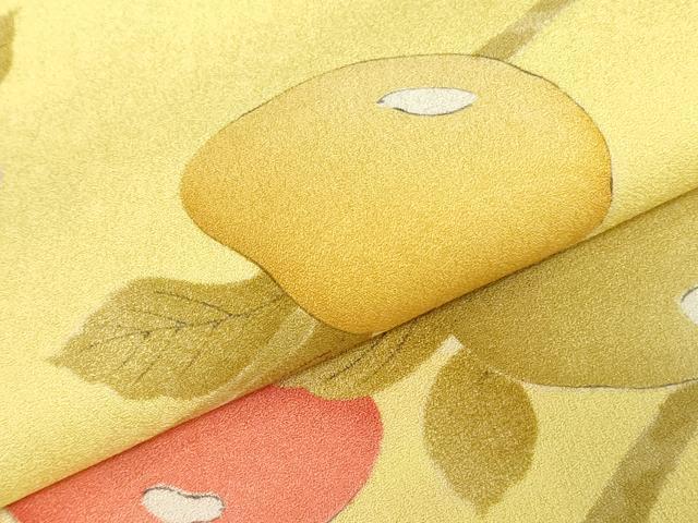 平和屋着物▼小紋 反物 着尺 手描き 枝椿文 逸品 未使用 DABK9179zy
