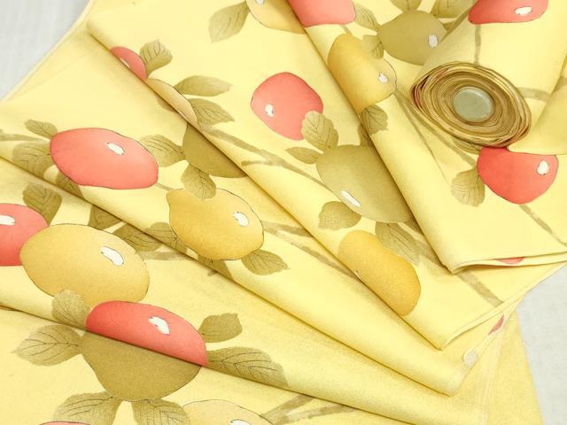 平和屋着物▼小紋 反物 着尺 手描き 枝椿文 逸品 未使用 DABK9179zy