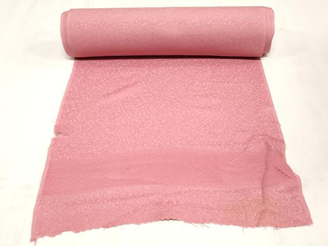 平和屋着物▼色無地 反物 着尺 霞地紋 退紅色 逸品 未使用 DABK9221zy