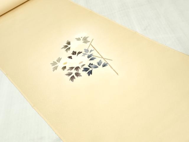 平和屋着物▼付下げ 反物 着尺 刺繍 草花文 十日町織物謹製 逸品 未使用 DABK9245zy
