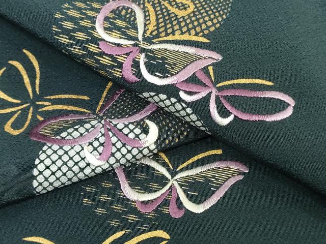 平和屋着物▼付下げ 反物 着尺 刺繍 舞蝶文 金彩 逸品 未使用 DABK9255zy