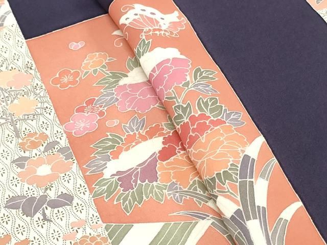 平和屋着物▼付下げ 反物 着尺 草花文 逸品 未使用 DABK9276zy