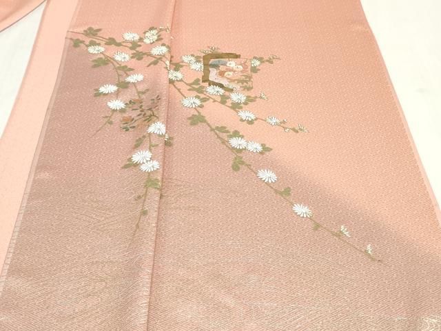 平和屋着物▼付下げ 反物 着尺 刺繍 色紙草花文 暈し染め 金銀彩 逸品 未使用 DABK9284zy