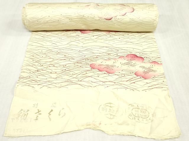平和屋着物▼小紋 反物 着尺 雲吉祥文 逸品 未使用 DABK9293zy