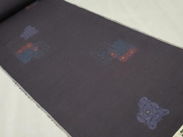 平和屋着物▼真綿結城紬 反物 着尺 色紙花唐草文 証紙付き 逸品 未使用 DABK9300zy