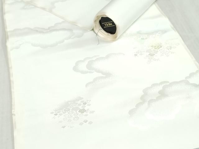 平和屋着物▼長襦袢 反物 着尺 草花文 暈し染め 逸品 未使用 DABK9314zy