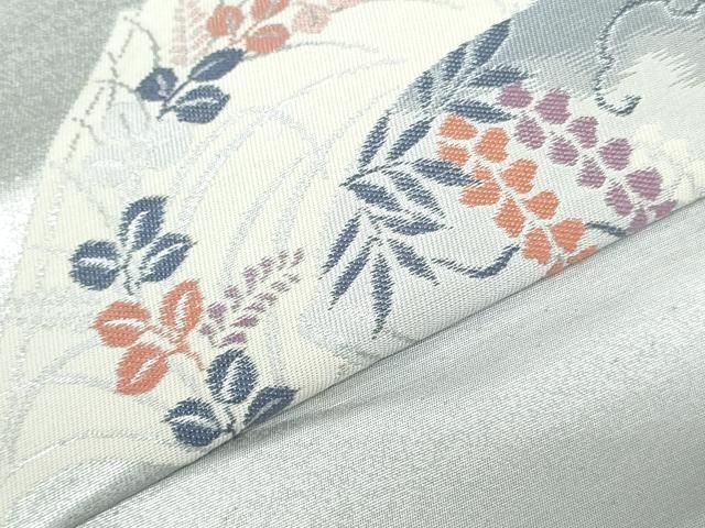 平和屋着物▼西陣 よこくに織物謹製 名古屋帯 帯反物 冊子花文 証紙付き 逸品 未使用 DABK9318zy