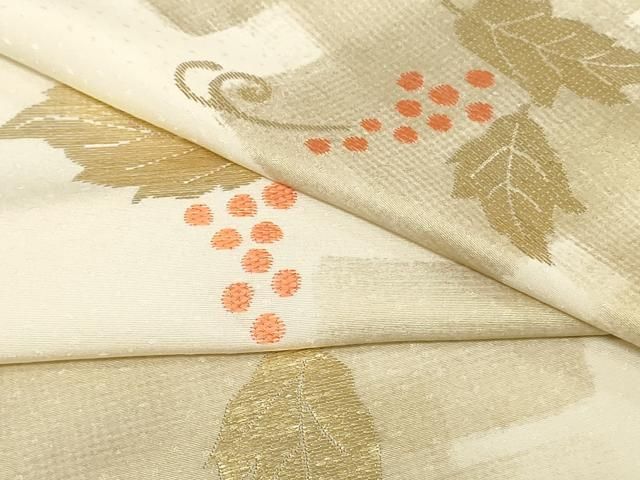 平和屋着物●付下げ 反物 着尺 竹屋町刺繍 葡萄蔦の葉文 金彩 逸品 未使用 DABK9326zy