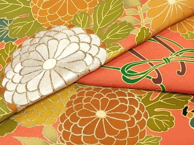平和屋着物▼付下げ 反物 着尺 刺繍 花車文 金彩 逸品 未使用 DABK9327zy