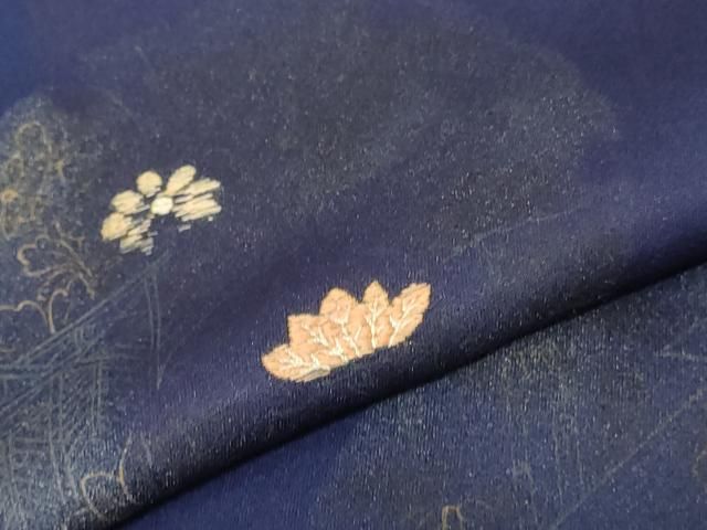 平和屋着物▼端切れ ハギレ リメイク 解き反物 裁断済み 刺繍 雪輪草花文 金彩 逸品 DABK9329zy