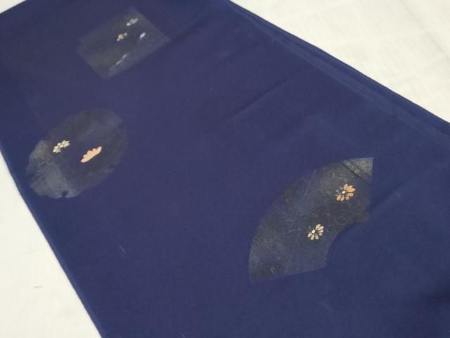平和屋着物▼端切れ ハギレ リメイク 解き反物 裁断済み 刺繍 雪輪草花文 金彩 逸品 DABK9329zy
