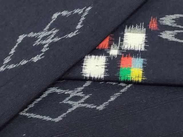 平和屋着物▼紬 反物 着尺 紗羅仙 絣文様 証紙付き 逸品 未使用 DABK9499zy