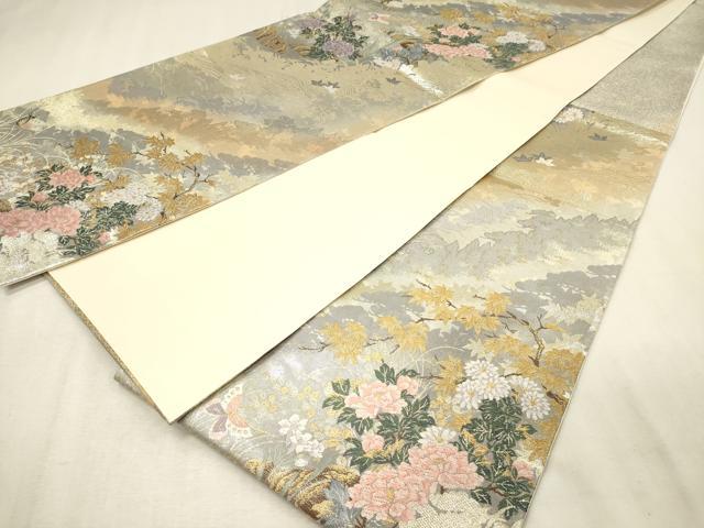 平和屋着物◎六通柄袋帯 唐織 枝花文 金銀糸 鈴乃屋扱い 正絹 逸品 DABK9536cd