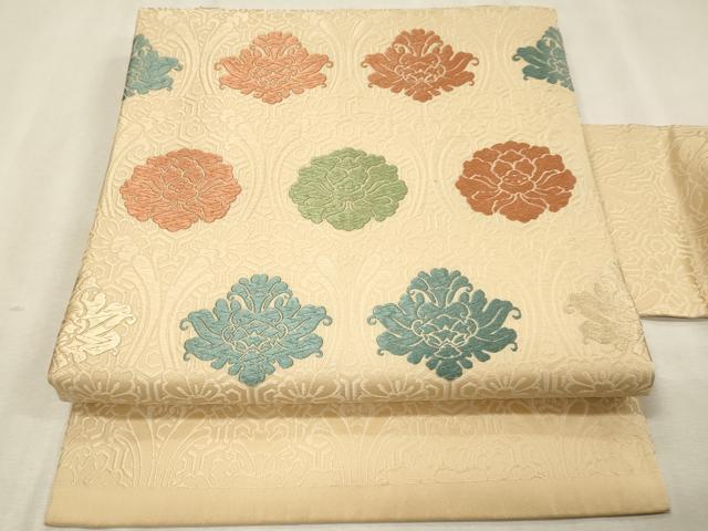 平和屋着物◎九寸名古屋帯 唐織 舞花文 正絹 逸品 DABK9542cd