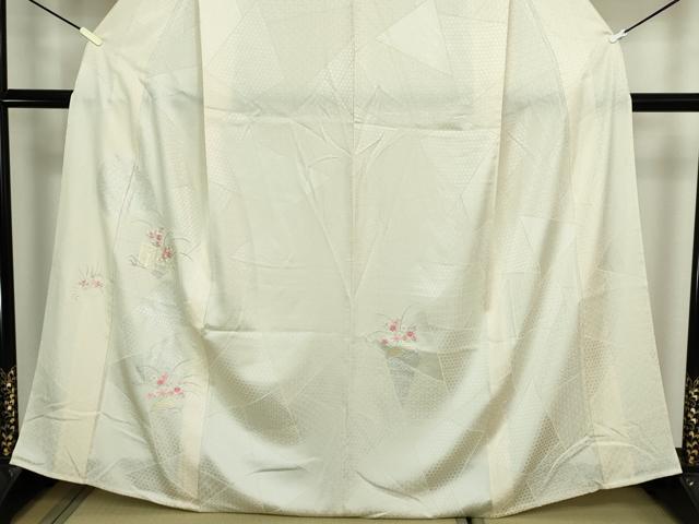 平和屋着物▽訪問着 単衣 刺繍 籬文 銀彩 正絹 逸品 DABK9675cd