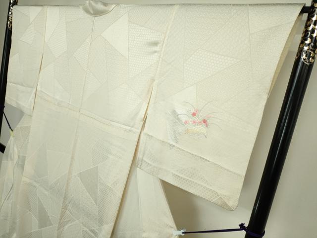 平和屋着物▽訪問着 単衣 刺繍 籬文 銀彩 正絹 逸品 DABK9675cd
