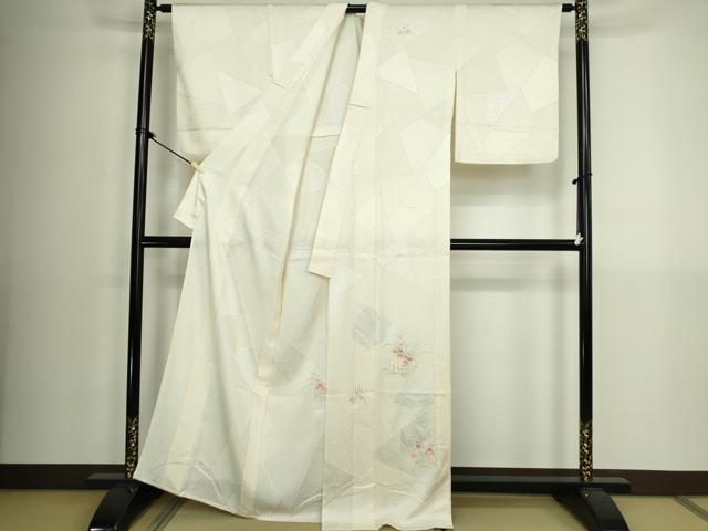平和屋着物▽訪問着 単衣 刺繍 籬文 銀彩 正絹 逸品 DABK9675cd