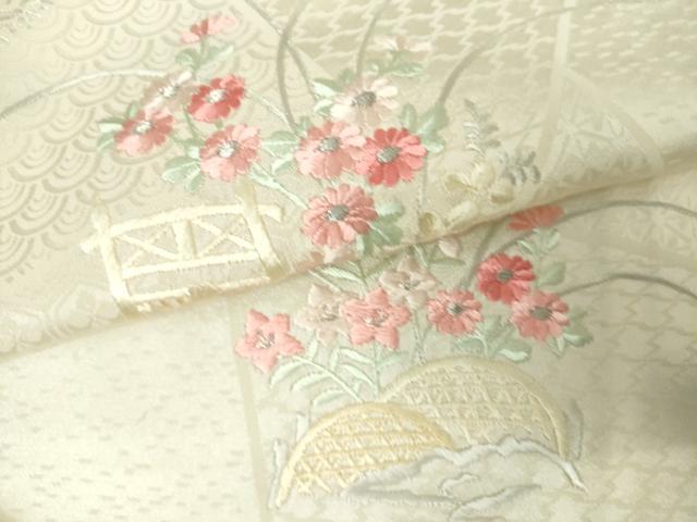 平和屋着物▽訪問着 単衣 刺繍 籬文 銀彩 正絹 逸品 DABK9675cd