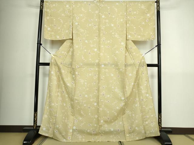 平和屋着物▽小紋 単衣 枝花文 洗える着物 未使用 DABK9678cd