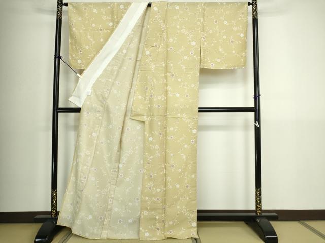平和屋着物▽小紋 単衣 枝花文 洗える着物 未使用 DABK9678cd