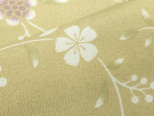 平和屋着物▽小紋 単衣 枝花文 洗える着物 未使用 DABK9678cd