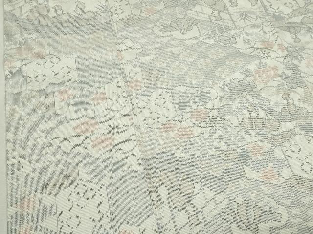 平和屋着物▽上質な紬 単衣 人物風景文 正絹 逸品 DABK9681cd