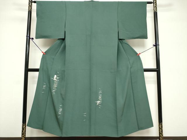 平和屋着物▽色留訪問着 単衣 駒刺繍 総刺繍 飛鶴松文 正絹 逸品 DABK9710cd