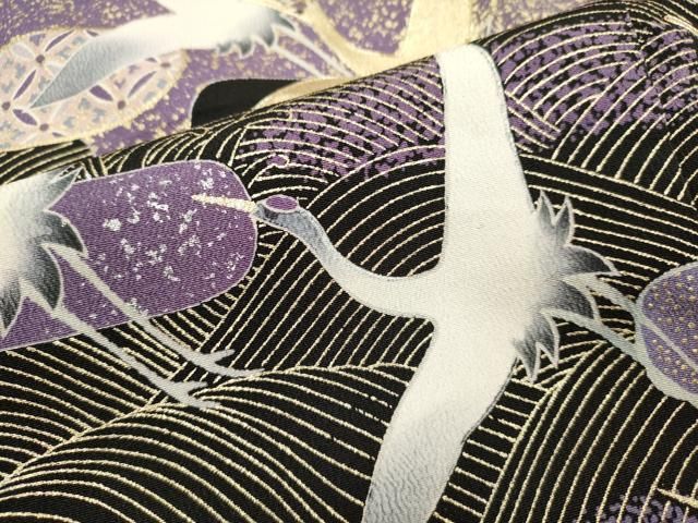 平和屋着物■豪華黒留袖 駒刺繍 吉祥飛鶴文 金銀彩 正絹 逸品 DABK9773cd