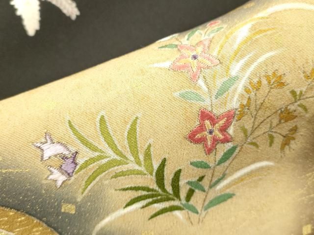 平和屋着物■豪華黒留袖 刺繍 道長花鳥文 金彩 正絹 逸品 DABK9792cd