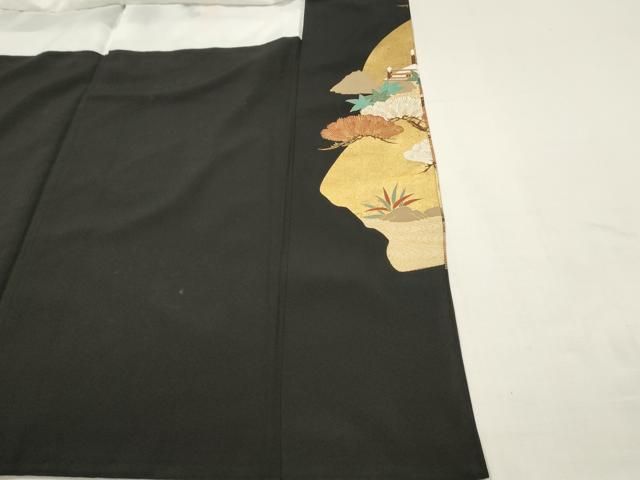平和屋着物■豪華黒留袖 駒刺繍 飛鶴松文 金銀彩 正絹 逸品 DABK9798cd
