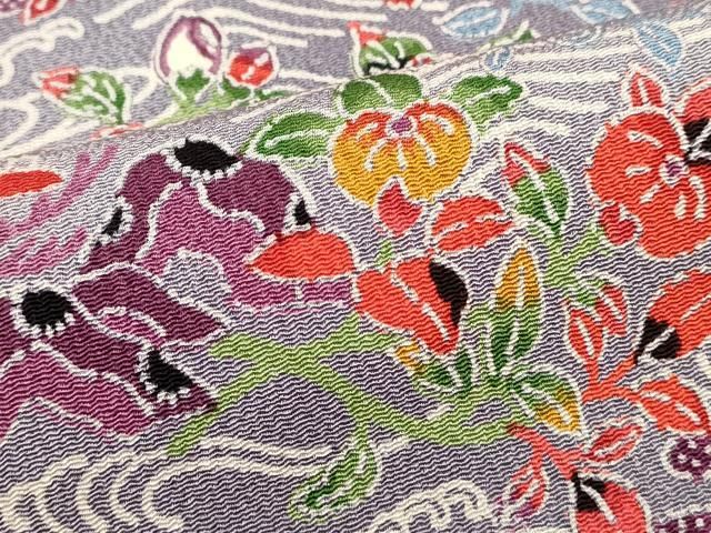 平和屋着物■上質な小紋 型染め 花鳥文 正絹 逸品 DABK9802cd
