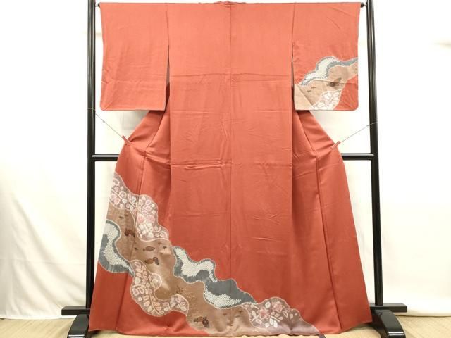 平和屋着物■訪問着 絞り 草花文 金彩 正絹 逸品 DABK9803cd