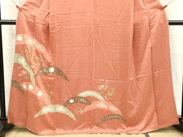 平和屋着物■訪問着 絞り 刺繍 草花文 金彩 正絹 逸品 DABK9813cd